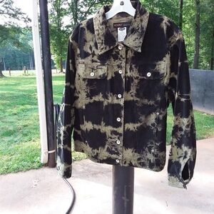 Revolt Corduroy Black and Olive Green Jean Jacket